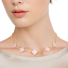 Cargar imagen en el visor de la galería, Necklace Gold Chain Pink Quatrefoil Clovers Women
