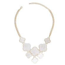 Load image into Gallery viewer, Bib Gold Chain Large Cream Quatrefoil Necklace
