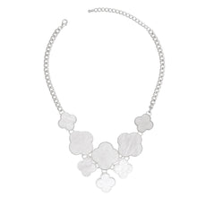 Cargar imagen en el visor de la galería, Bib Silver Chain Large White Quatrefoil Necklace
