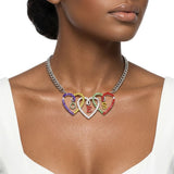 OES Multicolor Triple Heart Pendant Necklace