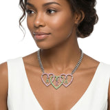 AKA Pink and Green Triple Heart Pendant Necklace