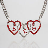 DST Red and Clear Triple Heart Pendant Necklace