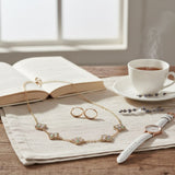 Colorful Encrusted Quatrefoil Motif Chain Necklace