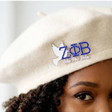 Zeta Phi Beta White Dove Rhinestone Brooch Pin