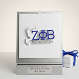 Zeta Phi Beta White Dove Rhinestone Brooch Pin