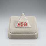 DST Delta Pyramid Greek Rhinestone Brooch Lapel Pin