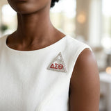 DST Delta Pyramid Greek Rhinestone Brooch Lapel Pin