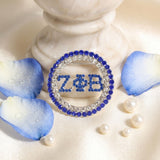 ZPB Circle Greek Rhinestone Brooch Lapel Pin