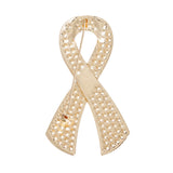 Gold Pink Ribbon Brooch
