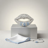 ZPB Greek Lips Brooch with Clear Rhinestones
