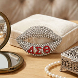 DST Greek Lips Brooch with Clear Rhinestones