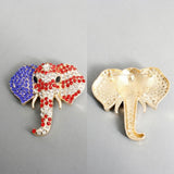 USA Patriotic Gold Elephant Head Brooch Pin
