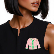Load image into Gallery viewer, AKA Pink Green Brooch Camellia Sweater Pin
