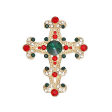 Cargar imagen en el visor de la galería, Brooch Victorian Cross Red Green Pin for Women
