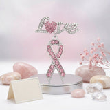 Silver Breast Cancer Love Pink Ribbon Dangle Brooch