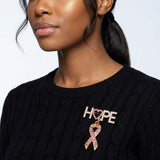 Gold Breast Cancer Hope Pink Ribbon Dangle Brooch