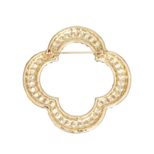Cargar imagen en el visor de la galería, Brooch Red Rhinestone Quatrefoil Clover Pin
