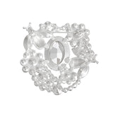 Brooch Silver Clear Glass Crystal Bee Flower Pin