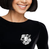 Brooch Silver Clear Glass Crystal Bee Flower Pin