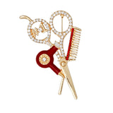 Brooch Red #1 Hair Stylist Beautician Red Gold Pin
