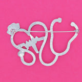Brooch Black Nurse Medical Stethoscope Pin
