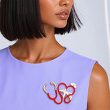 Brooch Red Nurse Medical Stethoscope Pin