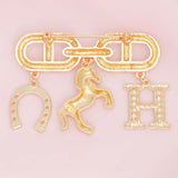 Brooch Gold Iconic H Equestrian Parisian Pin