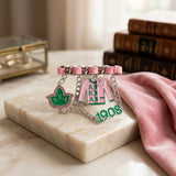 Alpha Kappa Alpha 1908 Ribbon Charm Brooch
