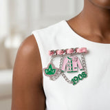 Alpha Kappa Alpha 1908 Ribbon Charm Brooch