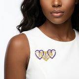 SGRHO Blue Gold Triple Heart Rhinestone Brooch