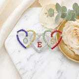 OES Multicolor Triple Heart Rhinestone Brooch
