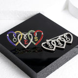 OES Multicolor Triple Heart Rhinestone Brooch