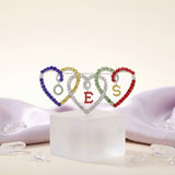 OES Multicolor Triple Heart Rhinestone Brooch