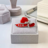Delta Sigma Theta Rhinestone Red Hat Brooch Pin