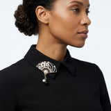 Brooch Black and Gold Hanfu Fan Style Pin