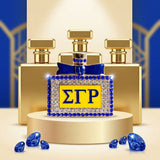 SGRHO Blue and Gold Rhinestone Perfume Brooch