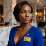 SGRHO Blue and Gold Rhinestone Perfume Brooch