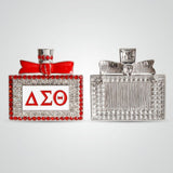 DST Red and White Rhinestone Perfume Brooch