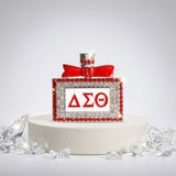 DST Red and White Rhinestone Perfume Brooch