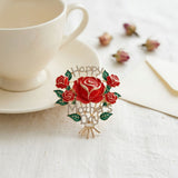 Brooch Gold Mother's Day Red Rose Bouquet Pin