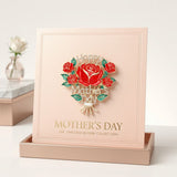 Brooch Gold Mother's Day Red Rose Bouquet Pin