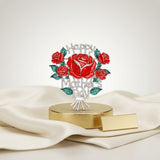 Brooch Silver Mother's Day Red Rose Bouquet Pin