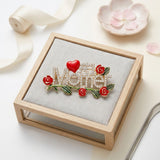 Brooch Gold #1 Mother Rhinestone Red Rose Pin
