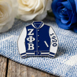 ZPB Varsity Jacket Blue and White Brooch Pin