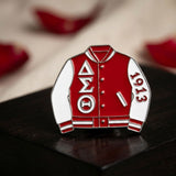 DST Varsity Jacket Red and White Brooch Pin