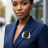 Brooch Black and White Varsity Jacket Flower Pin