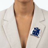 Brooch Blue and White Varsity Jacket Flower Pin