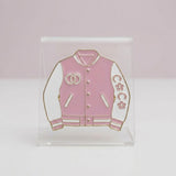 Brooch Pink and White Varsity Jacket Flower Pin