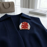 Brooch Red and White Varsity Jacket Flower Pin