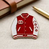 Brooch Red and White Varsity Jacket Flower Pin